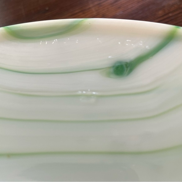 AKRO Agate Green Swirl Glass Art Dish /Planter - Vintage - Picture 3 of 8